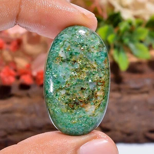 Genuine Green Aventurine Oval Shape Cabochon Loose Gemstone 35 Ct. 32X19X6 mm - Picture 1 of 4