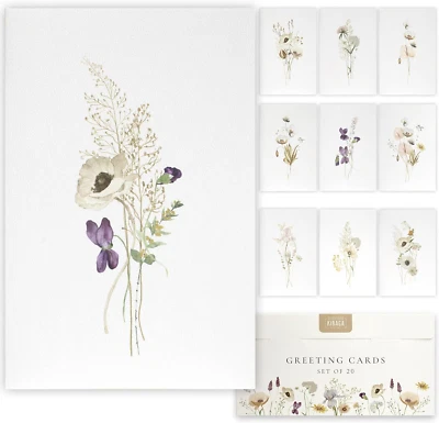 Beautiful Greetings Cards Set of 20 with Envelopes & Stickers - Tasteful Assorte - Image 1 of 4