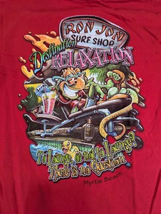 Vintage Ron Jon Surf Shop T Shirt Myrtle Beach Medium Red Destination Relaxation - Picture 1 of 6