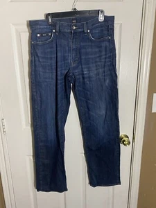 Hugo Boss Texas Straight Leg Blue Denim Jeans 36x32 Baumwolle Polyester Stretch - Bild 1 von 10