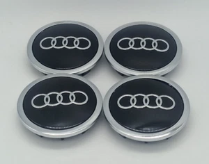 AUDI ALLOY WHEEL CENTRE CAPS HUB DUST COVERS A3 S3 8P A4 A6 RS6 C6 BLACK 69MM - Picture 1 of 3