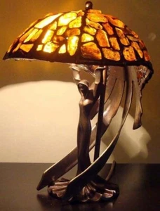 BERNSTEINLAMPE TISCHLAMPE TIFFANY BERNSTEIN FLAYING LADY - Bild 1 von 6