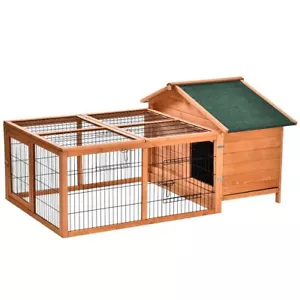 Detachable Wooden Rabbit Hutch with Openable Run & All-Weather Protection - Picture 1 of 9