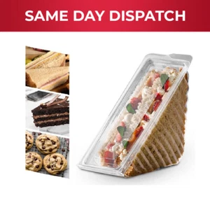Deep Fill Sandwich Wedges Triangle Box with Hinged Lid 11 x 11 x 6 cm - Picture 1 of 13