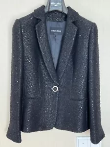 giorgio armani black evening sequin jacket 42 - Picture 1 of 12