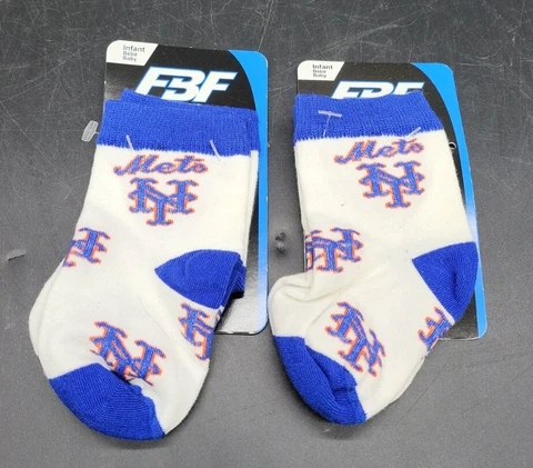 2 Pair New York Mets MLB Socks Size Infant 0-3 New Cover