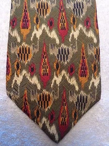 STRUCTURE MEN TIE GREEN TAN RED AND ORANGE GEOMETRIC 4 X 58 - Picture 1 of 4
