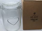 2x Heart Glass Storage Jars Food Container Clip Lid 1 Litre White Seal