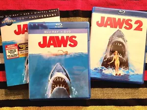 2 LIKE NEW Jaws 1 and 2 Blu-rays DVD. Steven Spielberg Roy Scheider Robert Shaw - Picture 1 of 1