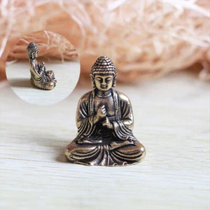 Pure Brass Sakyamuni Buddha Small Statue Buddha New Chinese Buddha Hand Carved - Picture 1 of 8
