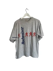 Vtg Budweiser Olympics 1996 Graphic T Shirt Grey Size L XL Graphic Front Back - Picture 1 of 7