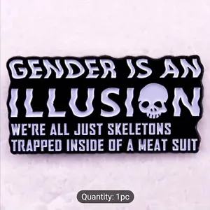 Gender Is An Illusion Trans Nonbinary Pride Brooch Hat/Lapel Pin Larger - Picture 1 of 2