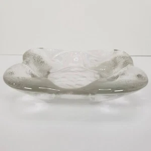 Vintage Mid-Century Modern Clear Art Glass Ashtray Trinket Dish Hand Blown - Picture 1 of 8