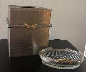Juego de tocador de caja de tejidos vintage construido con estilo jabón plateado dorado glamour - Imagen 1 de 19