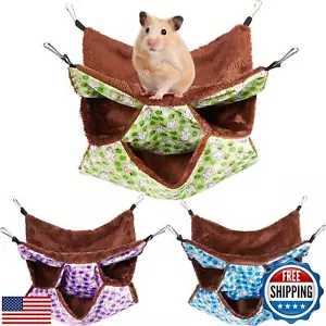 Weewooday 3 Pcs Rat Hammock 3 Tier Pet Guinea Pig Hammock for Cage Hanging Be - Picture 1 of 5