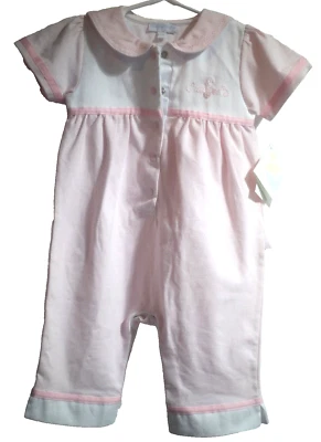 Conjunto de Conjunto Le Top Bebé Niñas Talla 9M Con Sombrero Rosa Blanco Rayas Una Pieza Nuevo Foto 1 de 4