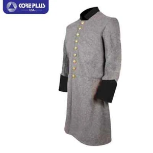 US Civil War Single Breast Gray Frock Coat -plain 1,2,3,4Braid Black Cuff collar - Picture 1 of 14
