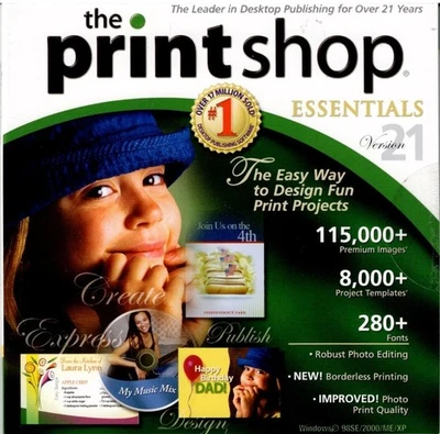 The Print Shop Essentials 21 Pc New XP Premium Images Templates Photo Edit More - Image 1 of 2