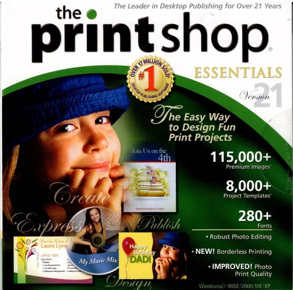 The Print Shop Essentials 21 Pc New XP Premium Images Templates Photo Edit More - Image 1 of 2