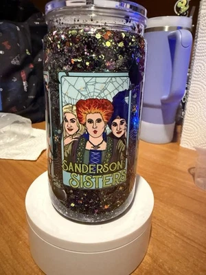 Handmade Tumbler Cup with Glitter Halloween Hocus Pocus Sanderson Sisters - Image 1 of 4