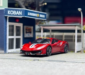 ZD TOC 1:64 Vulcanrot‌ Rojo 488 Pista Cupé Modelo Deportivo Diecast Metal Coche BN - Imagen 1 de 7
