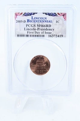 2009-D PCGS MS66RD Lincoln-Presidency FDOI Cent Business Strike 1C - Image 1 of 2