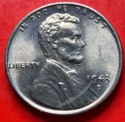 1943-D STEEL Lincoln Wheat Cent Penny GEM BU From an Original Bank Roll - Image 1 of 4