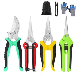 5 pack Garden Pruning Shears Stainless Steel Blades, Handheld Scissors Set wi... - Picture 1 of 6