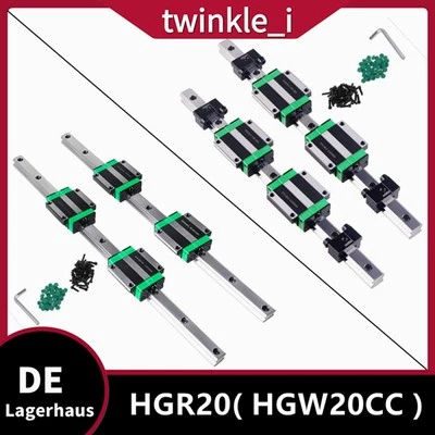HGR20 Linearführung Schiene+4X HGW20CC Blöcke/4X Begrenzungsblock CNC 300-1500mm - Bild 1 von 4