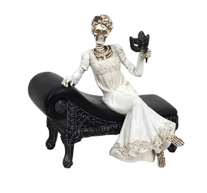 ESQUELETO NOVIA CON MÁSCARA EN TUMBONA 7" Mesa Decoración Halloween NUEVO - Imagen 1 de 2