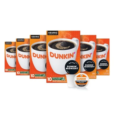 Dunkin' Midnight Dark Roast Coffee, 60 Keurig K-Cup Pods - Image 1 of 4