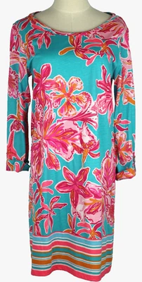 Платье Lilly Pulitzer из липы большое морское синее Via солнечное бирюзовое розовое сменное с цветочным рисунком - Изображение 1 из 4