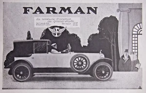 PUBLICITÉ PRESSE 1923 FARMAN LA VOITURE FRANÇAISE DE GRAND STYLE - BILLANCOURT - Picture 1 of 1