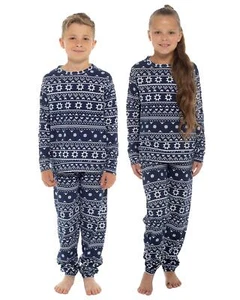 Pijama de hadas azul marino para niños y niñas Jersey de algodón manga larga pijama festivo - Imagen 1 de 5