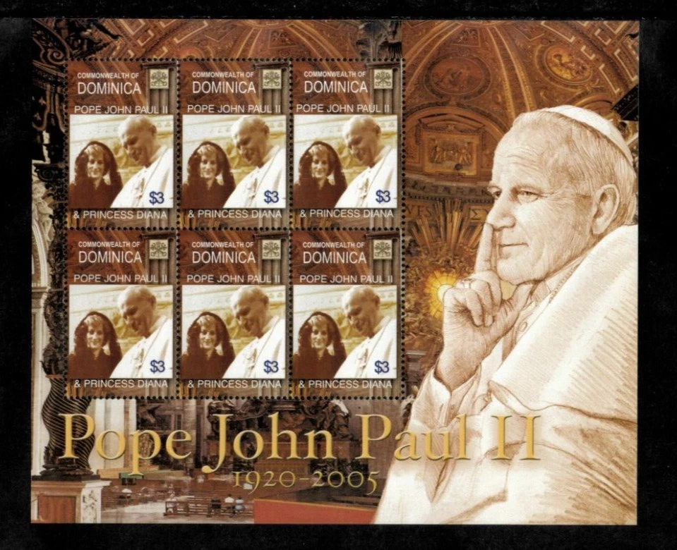 Dominica 2005 - Papa Juan Pablo II - Hoja de 6 estampillas - Scott #2561 - MNH Foto 1 de 1