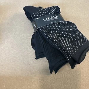 Polo Ralph Lauren Women's 3 pk Roll-Top Black Texture/Print Trouser Socks 9-11 - Picture 1 of 5