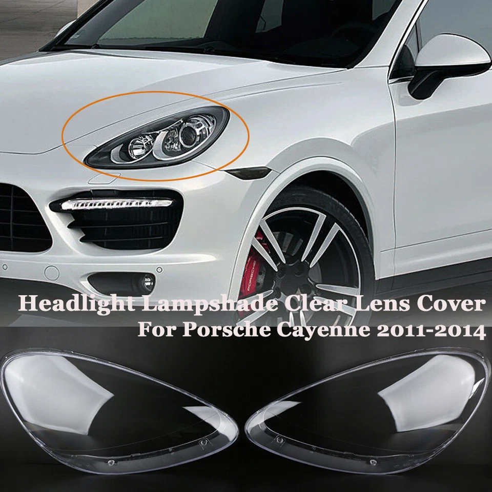 For Porsche Cayenne 2011-14 Pair Headlight Lens Clear Headlamp Diffuser Lens - Image 1 of 4