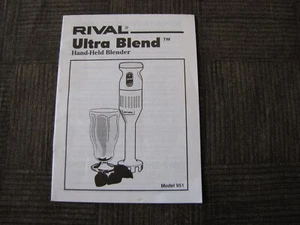 Owners Manual for Rival 951 Ultra Blend Electric Hand-Blender in English/French - Imagen 1 de 5