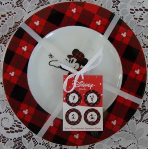 Juego de 4 platos de aperitivo surtidos de 8"" de Disney Christmas Mickey Mouse y Minnie - Imagen 1 de 9