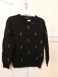 BROOKS BROTHERS Boys Navy Blue Crewneck Embroidered Palm Tree Sweater Sz S  NWT - Picture 1 of 5