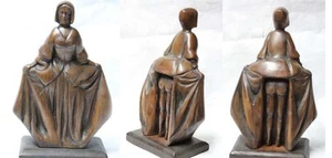 Funny old dressed skirt lady woman wooden carved figure showing her ass - Picture 1 of 9