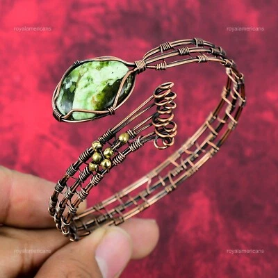 Brazalete de cobre envuelto en alambre de piedra calcedonia cromada australiana oferta del día de la madre Foto 1 de 4