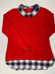 Nuevo con etiquetas Suéter Tommy Hilfiger Para Mujer L Rojo Sólido Mangas Largas Cremallera Trasera - Imagen 1 de 7