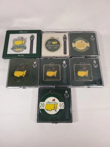 Augusta PGA Masters Bag Tags Lot Of 7 Years ‘05, 06, 07, 08, 10, 11 (75th), & 15 Cover