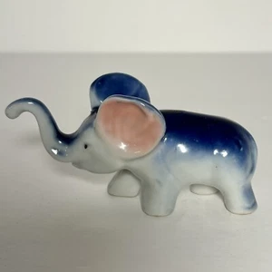 Vintage entzückende blaue Porzellan Baby Elefant Kalb Figur Made in Japan - Bild 1 von 6