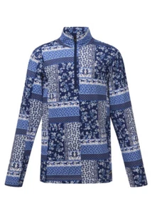 Kerrits Kids Breeze Ice Fil Long Sleeve Shirt Print - Lapis Patchwork - Picture 1 of 3