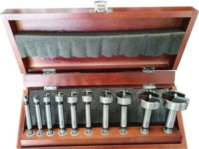 Gezahnter - Forstnerbohrer - Satz 10 teilig 10- 40 mm mit Schutzkappen, Holzetui - Bild 1 von 2
