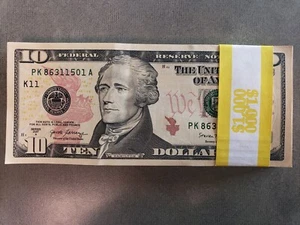 New UNCIRCULATED TENS SEQUENTIAL- LOT of (10) Ten Dollar Bills Sequential Order - Picture 1 of 4