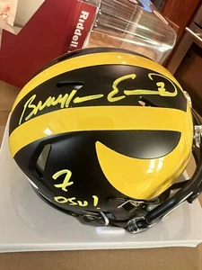Braylon Edwards Signed & Inscribed F-OSU Michigan Wolverines Mini Helmet JSA COA - Picture 1 of 2