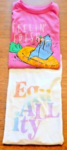 Girls T-Shirts  2 Pack "Feelin' Fresh " Shark & "Equality" - Large (14/16) - Picture 1 of 9